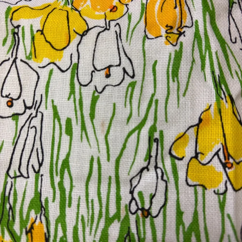 Vintage Vera Things to Cook In Apron Yellow Floral Halter Cotton Cottagecore